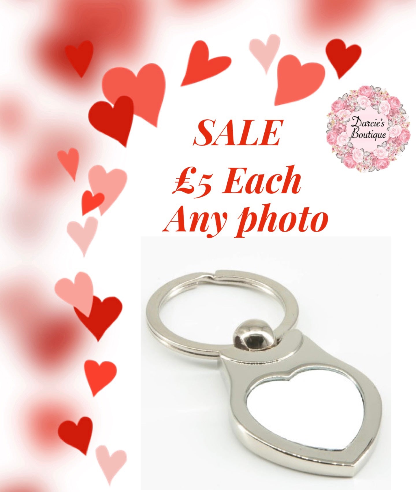 Love heart photo key ring